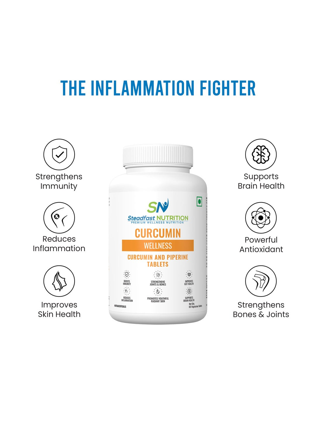 Steadfast Nutrition Curcumin Piperine Supplement (60 Tablets)