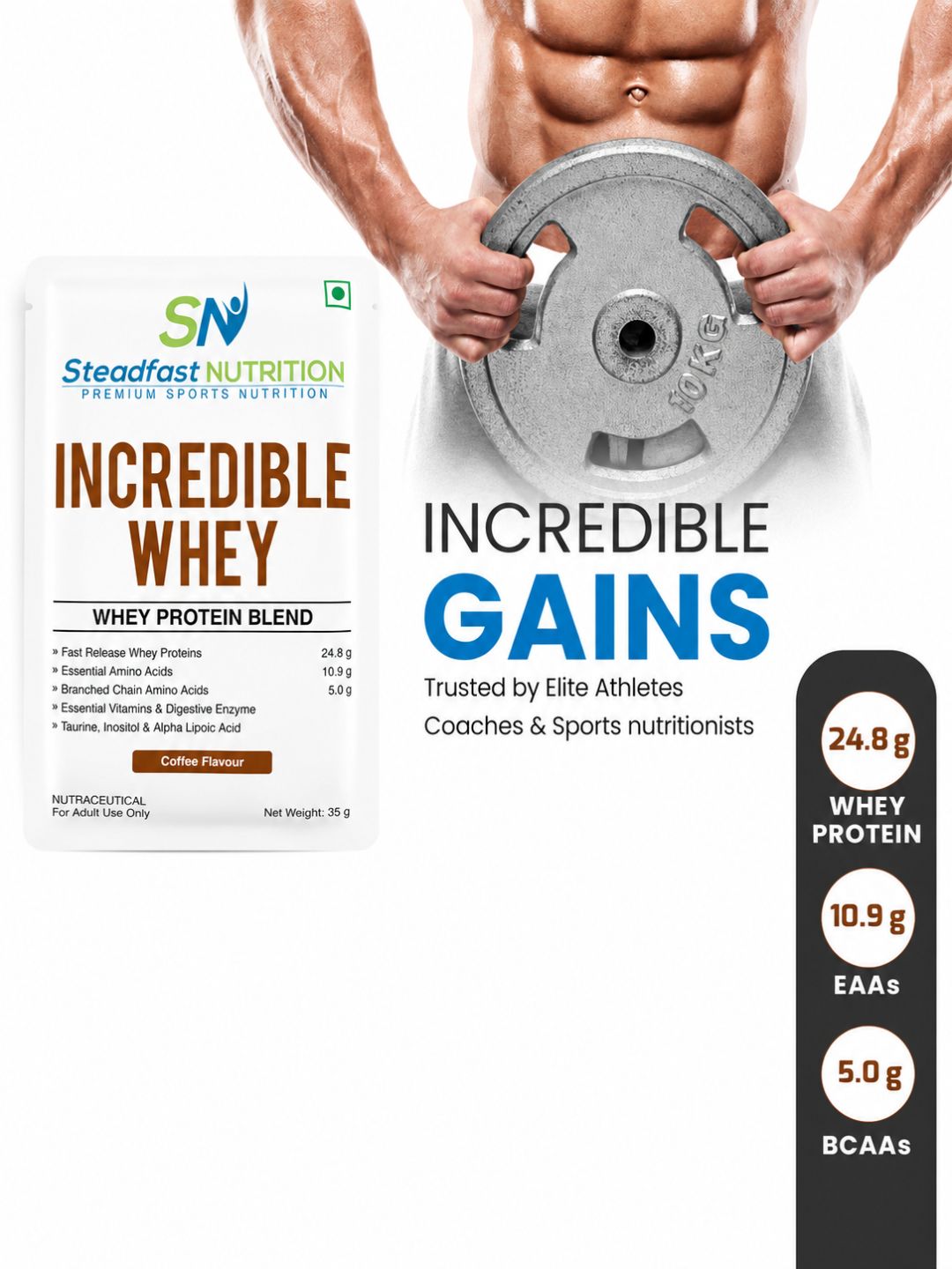 Steadfast Nutrition Incredible Whey Protein - Coffee (30 Sachets)