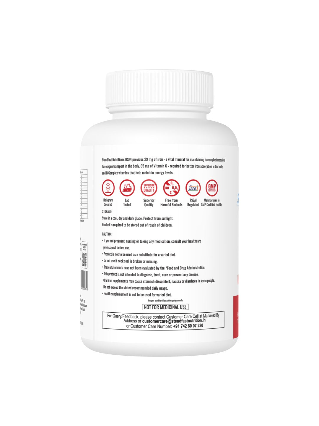 Steadfast Nutrition Iron with Vitamin C, Biotin & B Vitamins (60 Tablets)