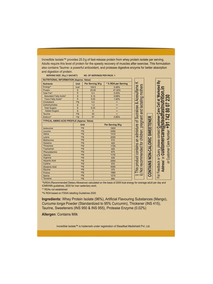 Steadfast Nutrition Incredible Isolate Protein