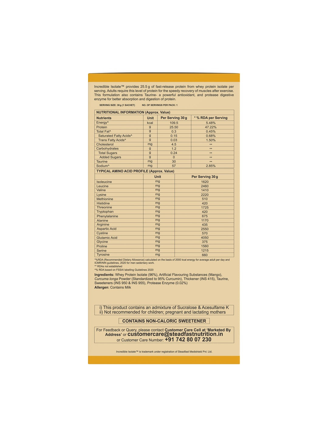Steadfast Nutrition Incredible Isolate Protein