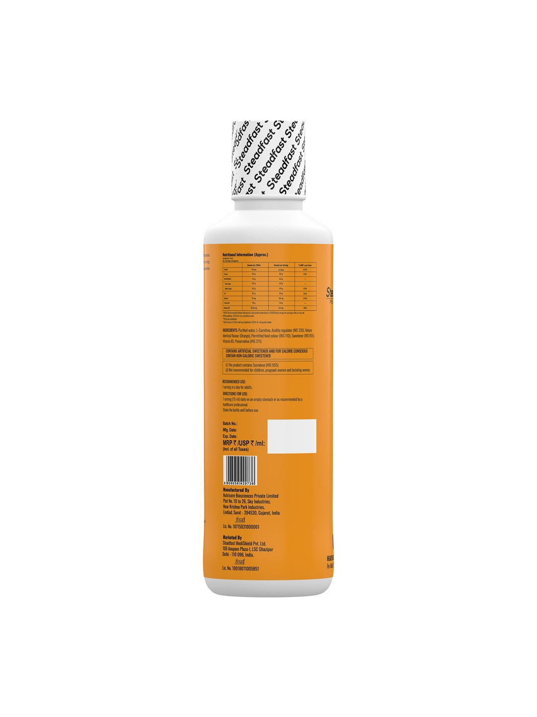 Steadfast Nutrition L-Carnitine 3000 mg Liquid Supplement