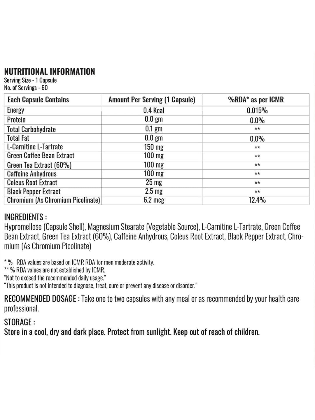Steadfast Nutrition Leanfast Fat Burners Metabolism Booster Weight Loss Supplements (60 Capsules)