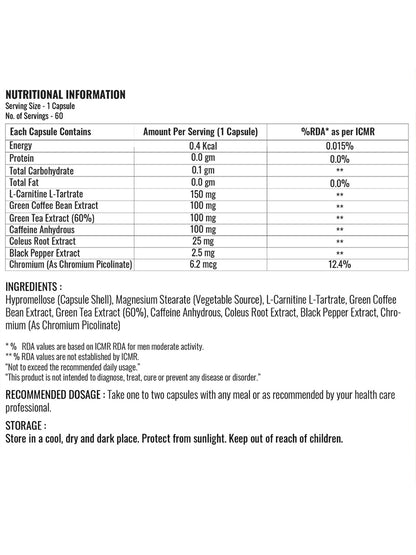 Steadfast Nutrition Leanfast Fat Burners Metabolism Booster Weight Loss Supplements (60 Capsules)