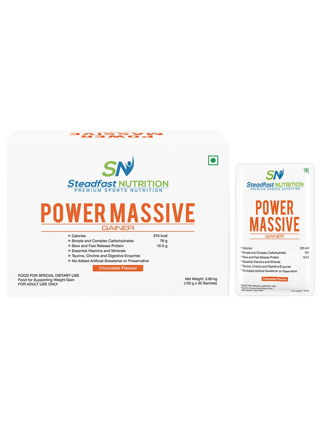 Steadfast Nutrition Power Massive Muscle Mass Gainer - Chocolate (30 Sachets)