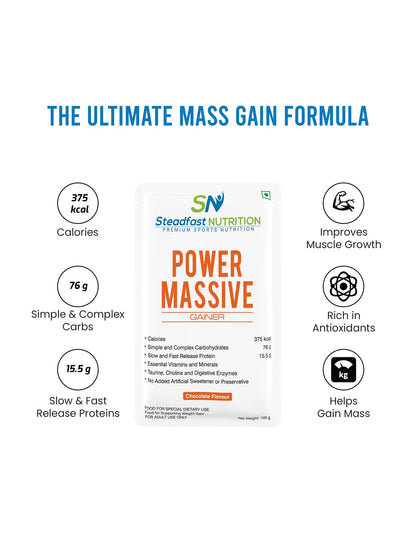 Steadfast Nutrition Power Massive Muscle Mass Gainer - Chocolate (30 Sachets)