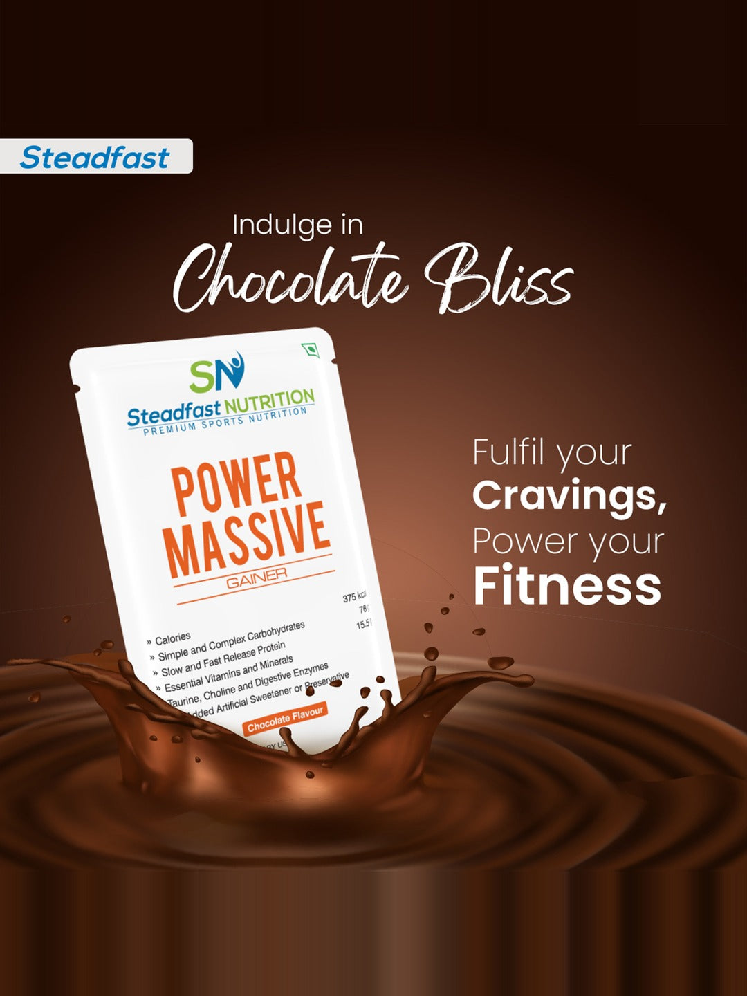 Steadfast Nutrition Power Massive Muscle Mass Gainer - Chocolate (30 Sachets)
