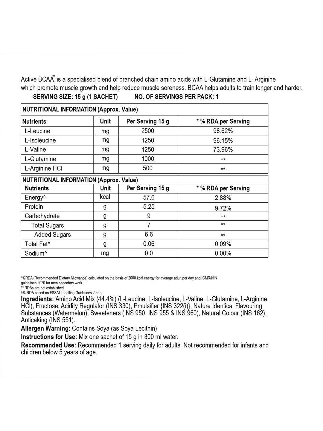 Steadfast Nutrition Active BCAA Supplement