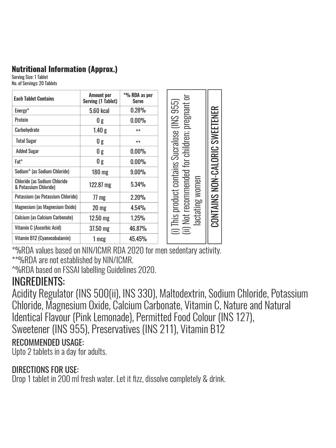 Steadfast Nutrition SteadLytes Instant Hydration & Energy Drink - Pink Lemonade (20 Tablets)