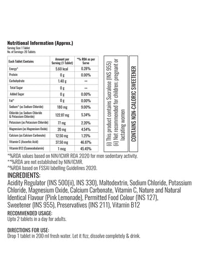 Steadfast Nutrition SteadLytes Instant Hydration & Energy Drink - Pink Lemonade (20 Tablets)