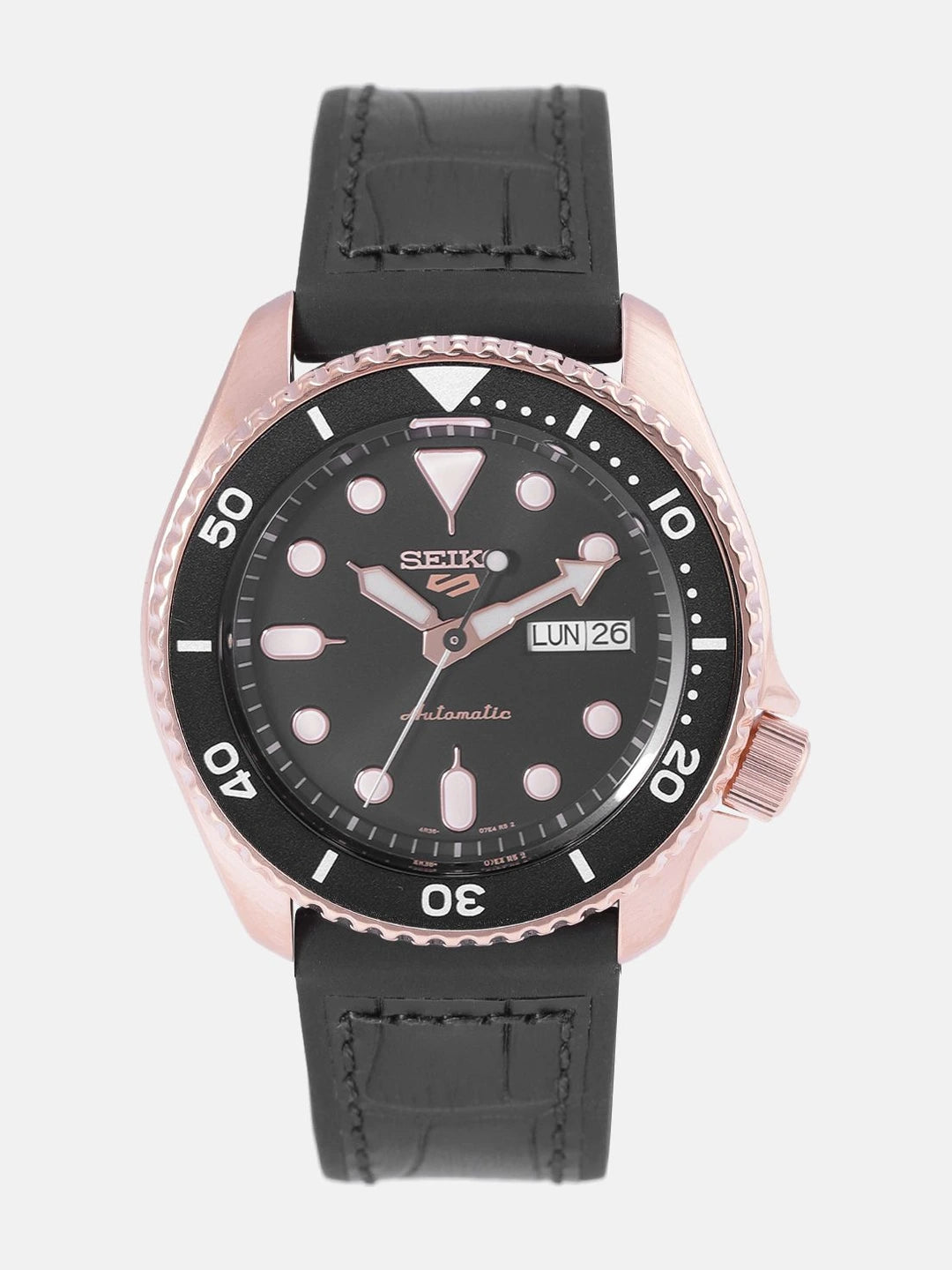 Seiko Black Automatic Skeleton Analogue Watch - SRPD76K1