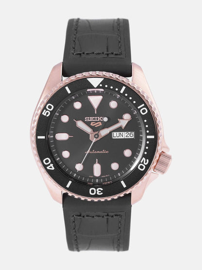 Seiko Black Automatic Skeleton Analogue Watch - SRPD76K1