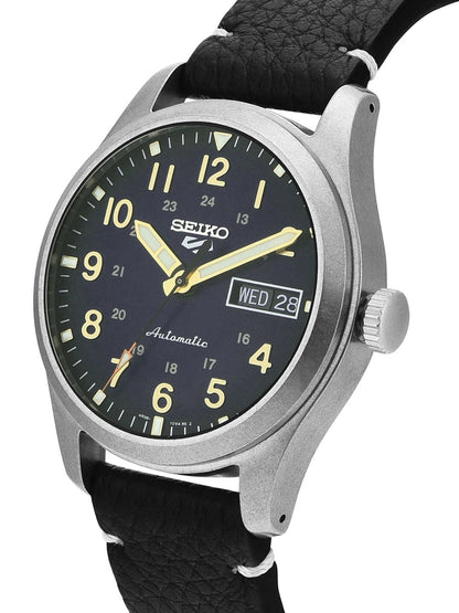 Seiko Blue Dial & Black Leather Strap Analogue Automatic Watch - SRPG39K1