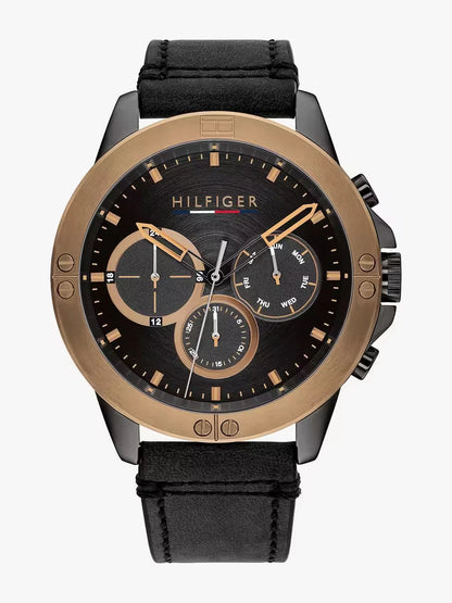 Tommy Hilfiger Round Black Dial Analog Watch With Metal Strap - TH1791893W