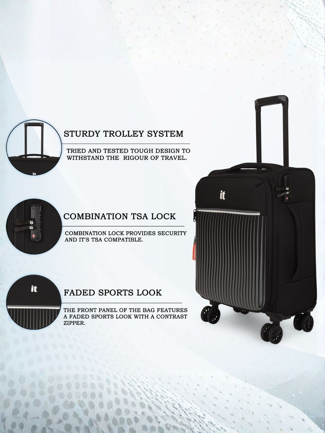 it luggage The Lite Black Cabin 20 Inches Trolley Bag