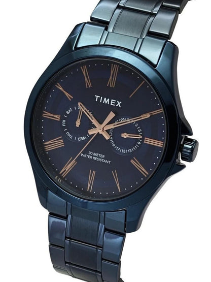 Timex Round Blue Dial Analog Watch With Blue Strap  - TW000X137