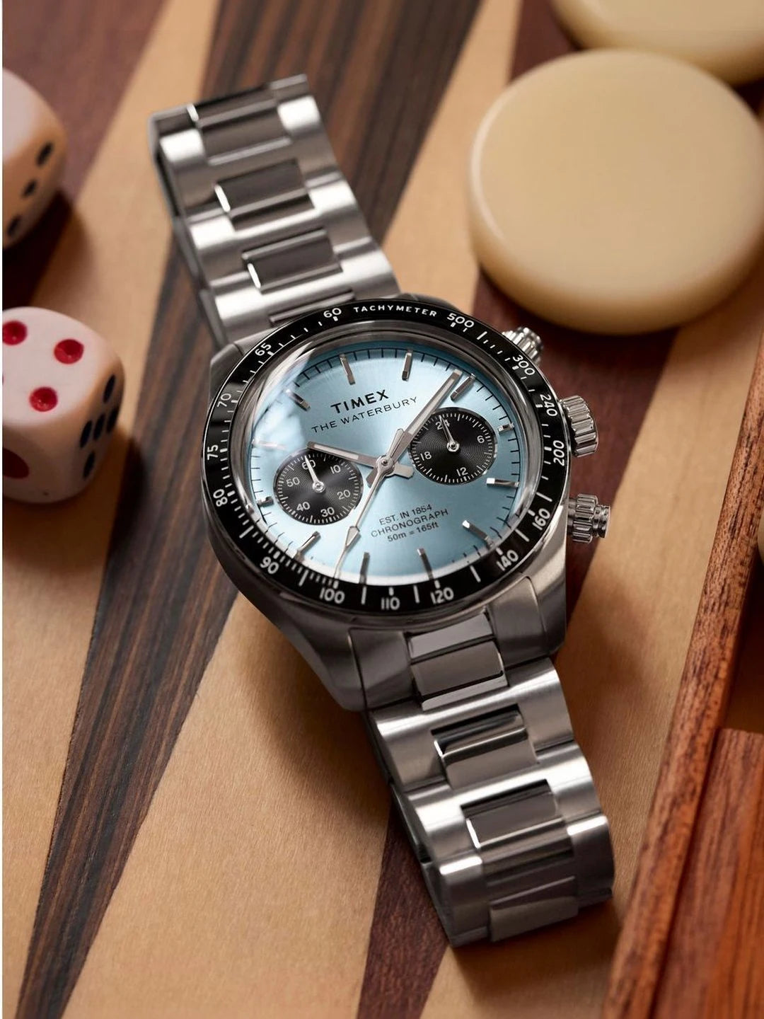 Timex Dial & Stainless Steel Bracelet Style Strap Analogue Chronograph Watch - TW2Y70500IK