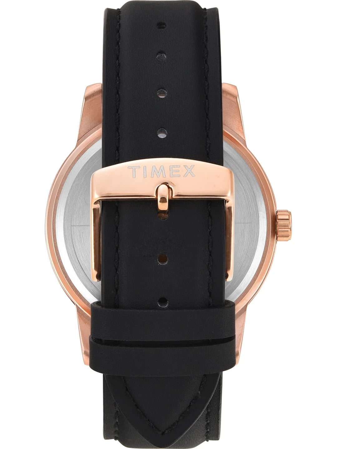 Timex Round Silver Dial Multifunction Watch With Black Leather Strap  - TWEG18908