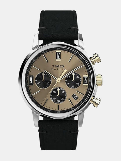 Timex Dial & Leather Strap Analogue Chronograph Watch - TWEG26709