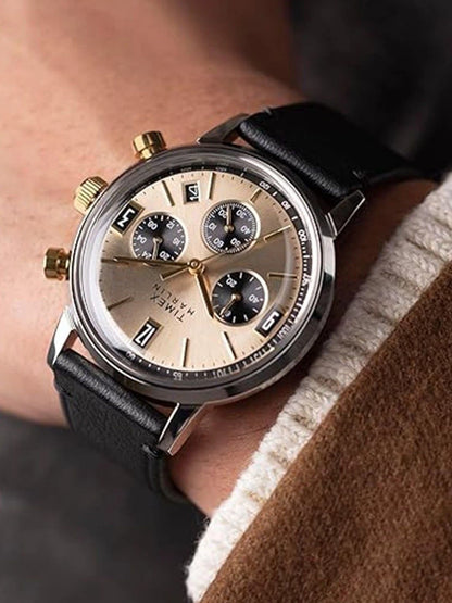 Timex Dial & Leather Strap Analogue Chronograph Watch - TWEG26709
