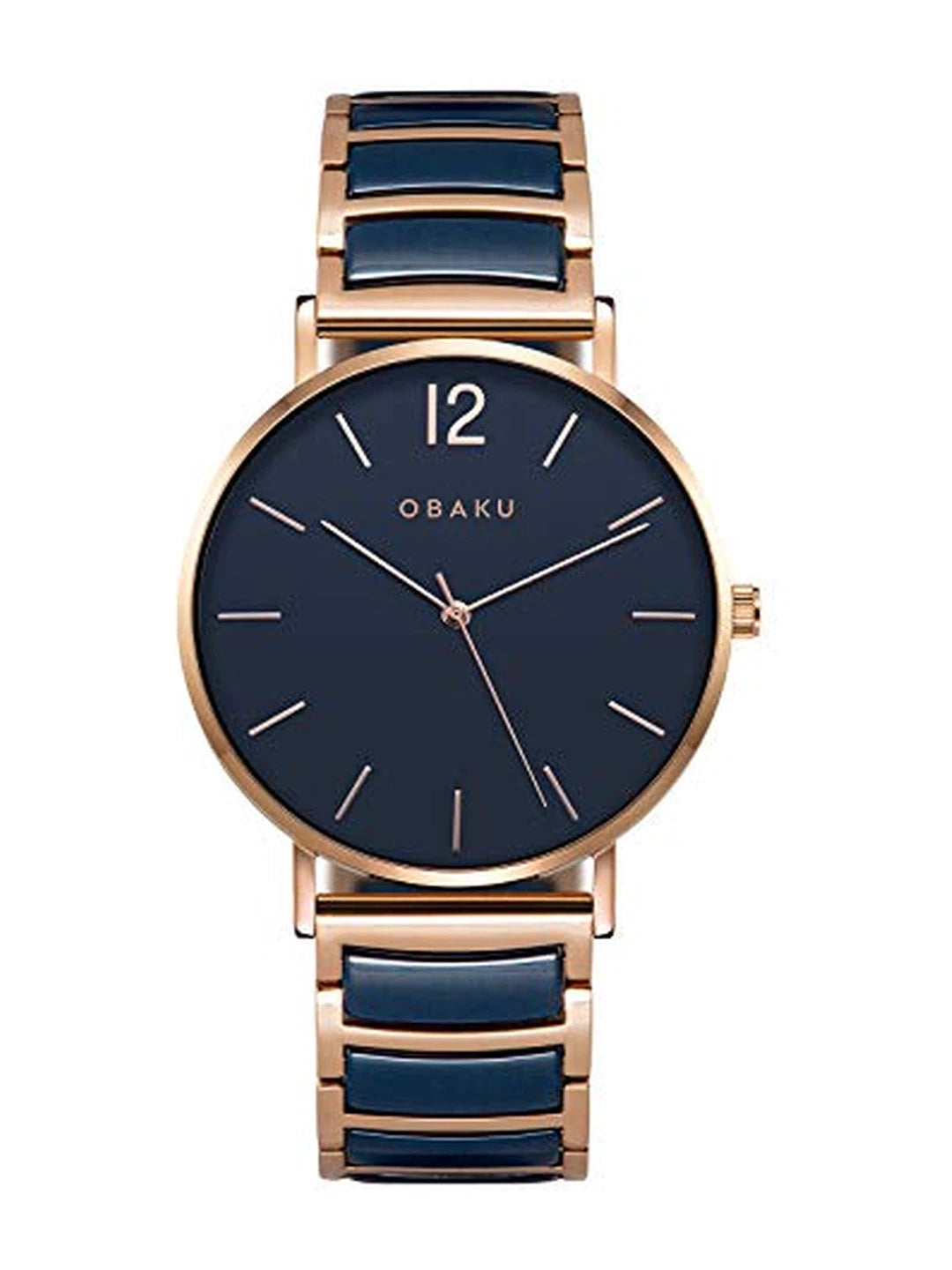 Obaku Round Blue Dial Analog Watch With Metal Strap - V197GXVLSL
