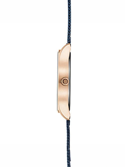 Obaku Round Blue Dial Analog Watch With Metal Strap - V235GXVLML