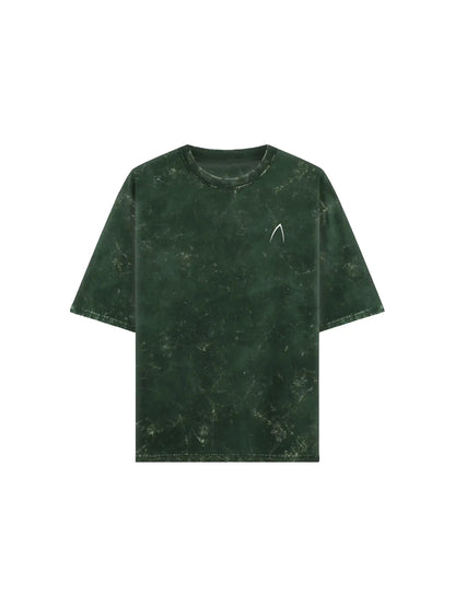 Arya Bottle Green Oversized Zodiac Aquarius Print Half Sleeve Cotton T-Shirt