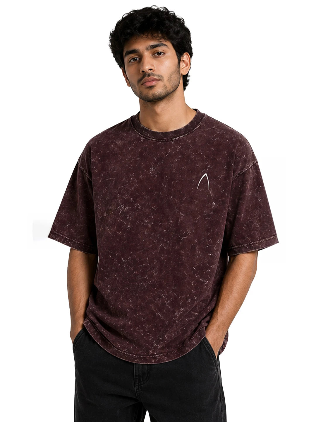 Arya Maroon Oversized Zodiac Aquarius Print Half Sleeve Cotton T-Shirt