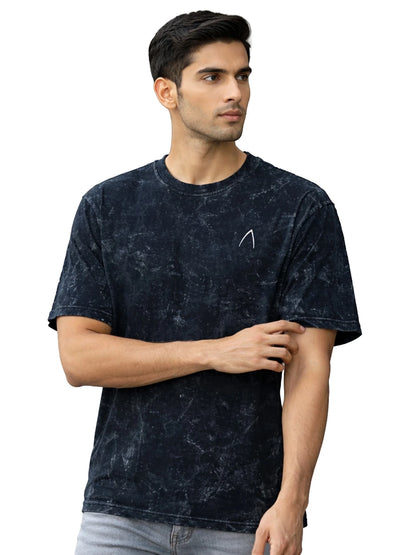 Arya Black Oversized Zodiac Aries Print Half Sleeve Cotton T-Shirt