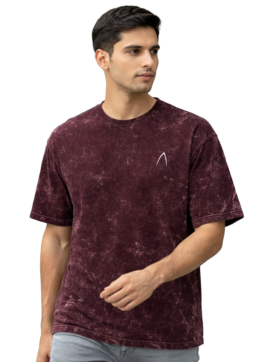 Arya Maroon Oversized Zodiac Aries Print Half Sleeve Cotton T-Shirt