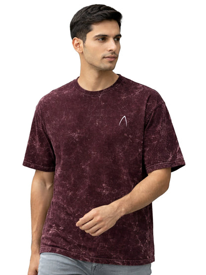 Arya Maroon Oversized Zodiac Aries Print Half Sleeve Cotton T-Shirt