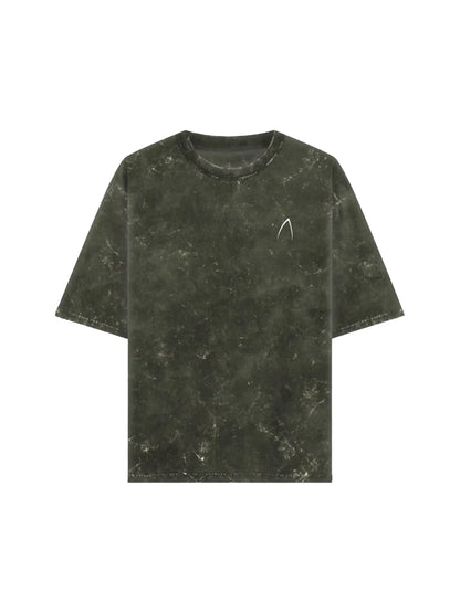 Arya Olive Green Oversized Zodiac Aries Print Half Sleeve Cotton T-Shirt