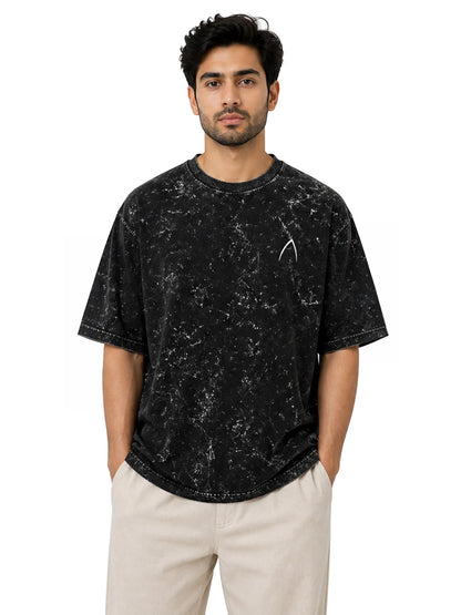Arya Black Oversized Zodiac Cancer Print Half Sleeve Cotton T-Shirt