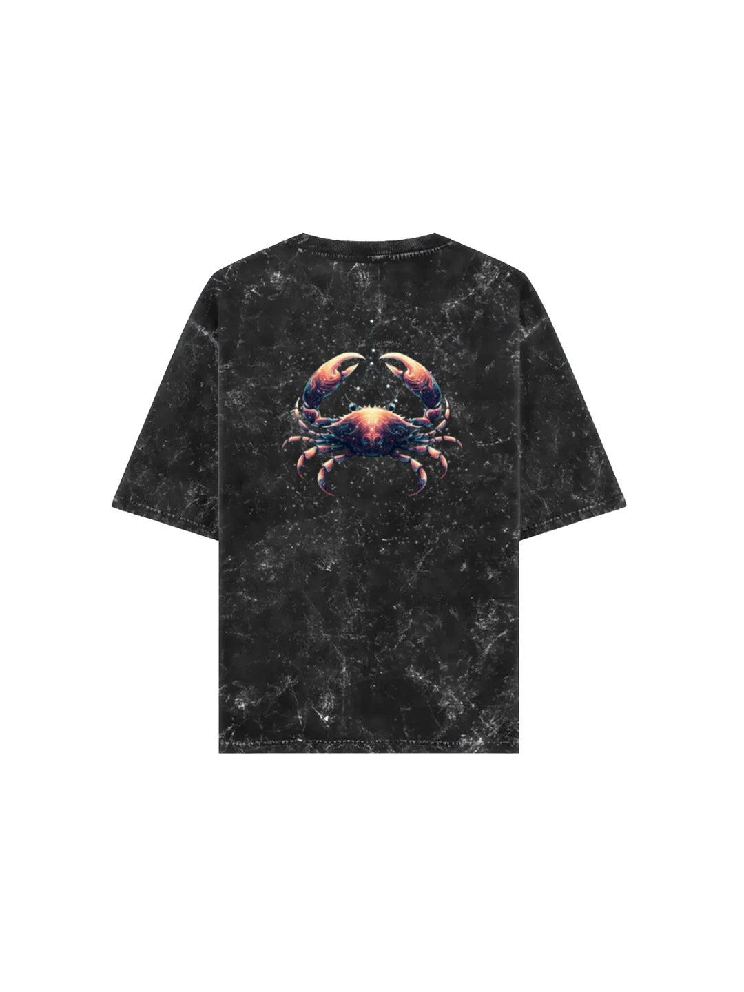 Arya Black Oversized Zodiac Cancer Print Half Sleeve Cotton T-Shirt