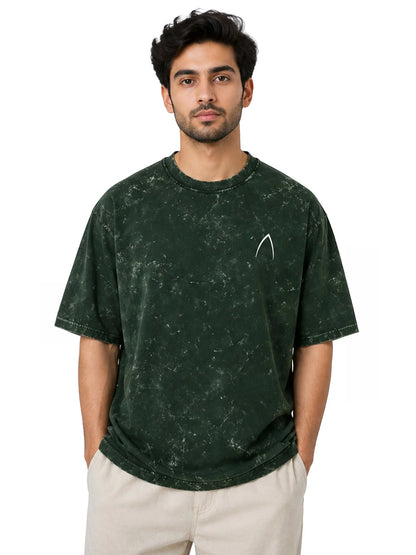 Arya Bottle Green Oversized Zodiac Cancer Print Half Sleeve Cotton T-Shirt