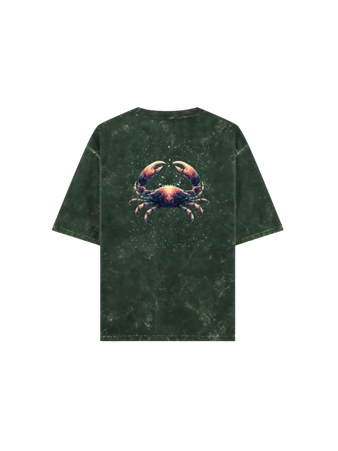 Arya Bottle Green Oversized Zodiac Cancer Print Half Sleeve Cotton T-Shirt