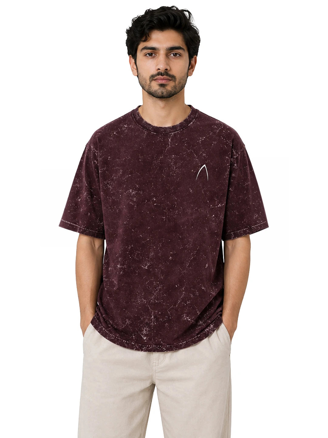 Arya Maroon Oversized Zodiac Cancer Print Half Sleeve Cotton T-Shirt