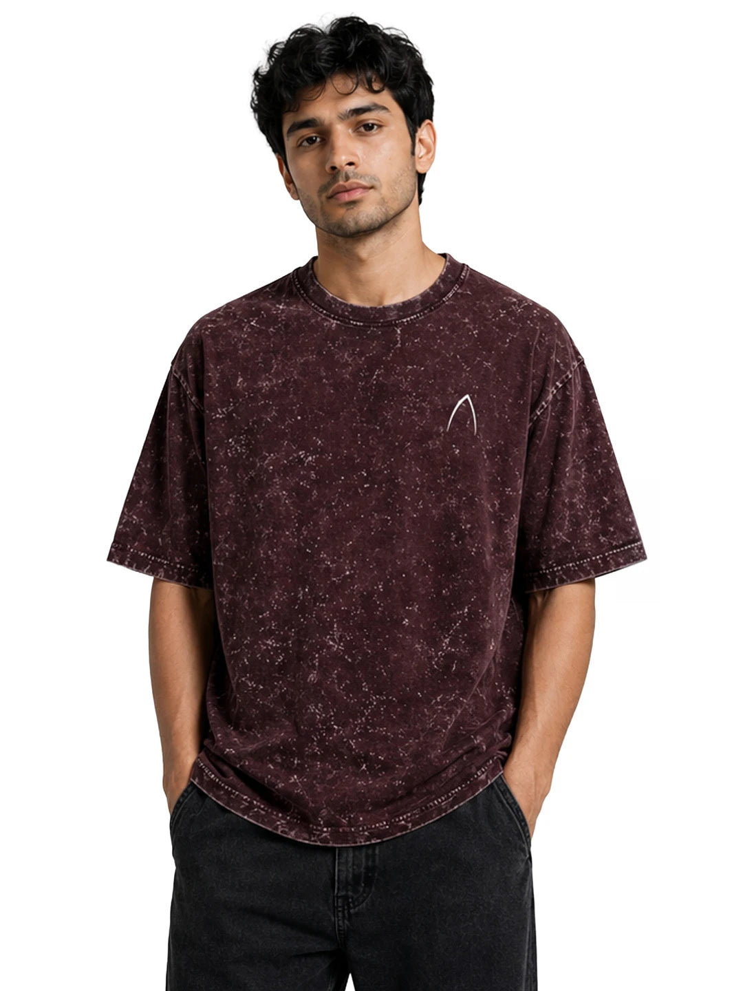 Arya Maroon Oversized Zodiac Capricorn Print Half Sleeve Cotton T-Shirt