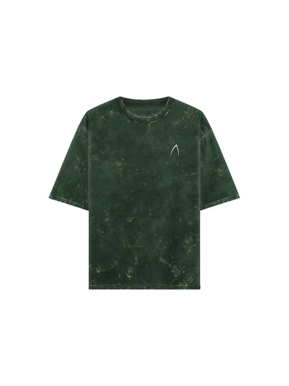 Arya Bottle Green Oversized Zodiac Gemini Print Half Sleeve Cotton T-Shirt
