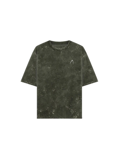 Arya Olive Green Oversized Zodiac Gemini Print Half Sleeve Cotton T-Shirt