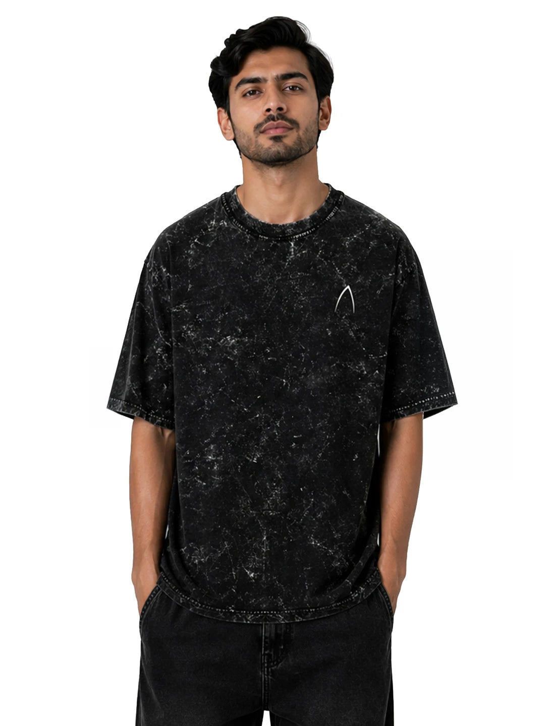 Arya Black Oversized Zodiac Leo Print Half Sleeve Cotton T-Shirt