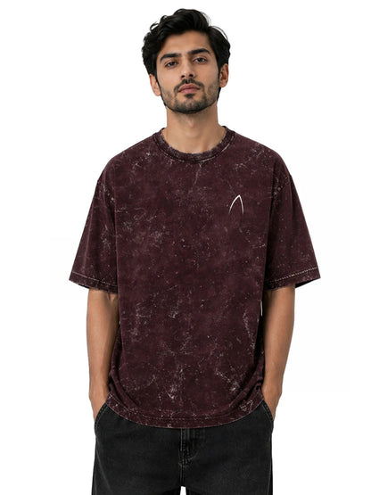 Arya Maroon Oversized Zodiac Leo Print Half Sleeve Cotton T-Shirt