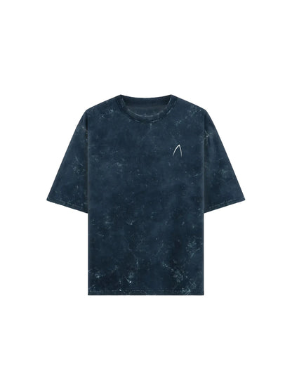 Arya Navy Blue Oversized Zodiac Leo Print Half Sleeve Cotton T-Shirt