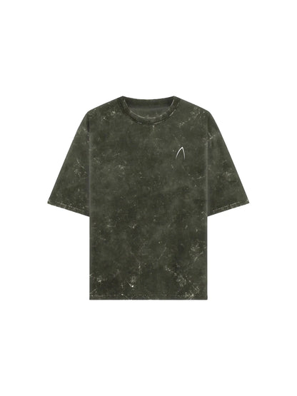Arya Olive Green Oversized Zodiac Leo Print Half Sleeve Cotton T-Shirt