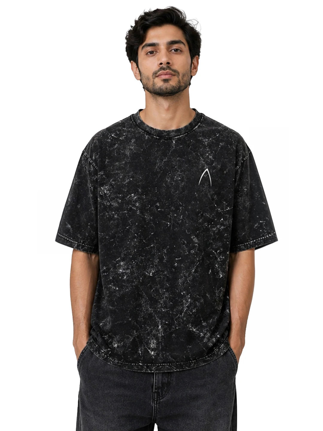 Arya Black Oversized Zodiac Libra Print Half Sleeve Cotton T-Shirt