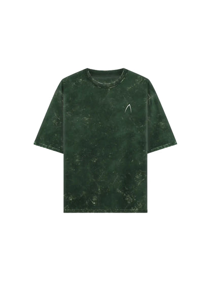Arya Bottle Green Oversized Zodiac Libra Print Half Sleeve Cotton T-Shirt
