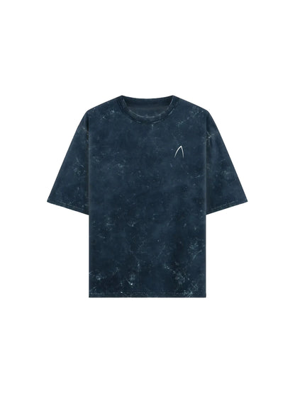 Arya Navy Blue Oversized Zodiac Libra Print Half Sleeve Cotton T-Shirt