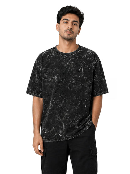 Arya Black Oversized Zodiac Pisces Print Half Sleeve Cotton T-Shirt