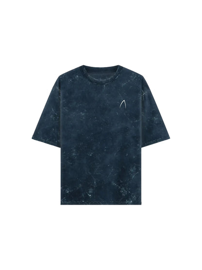 Arya Navy Blue Oversized Zodiac Pisces Print Half Sleeve Cotton T-Shirt