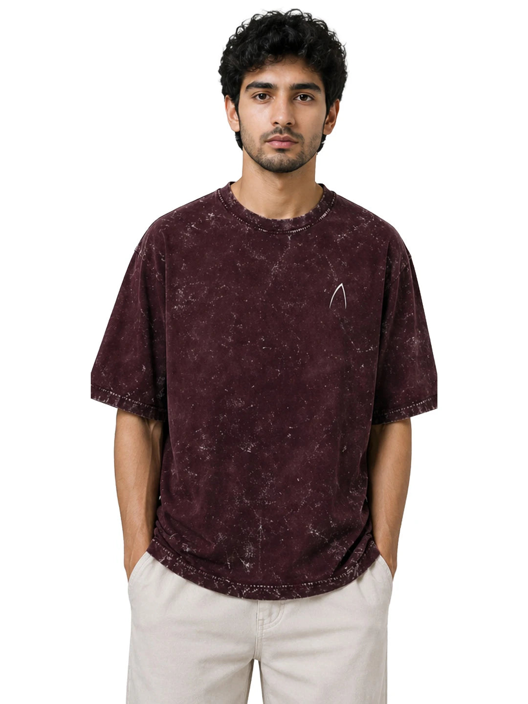 Arya Maroon Oversized Zodiac Sagittarius Print Half Sleeve Cotton T-Shirt